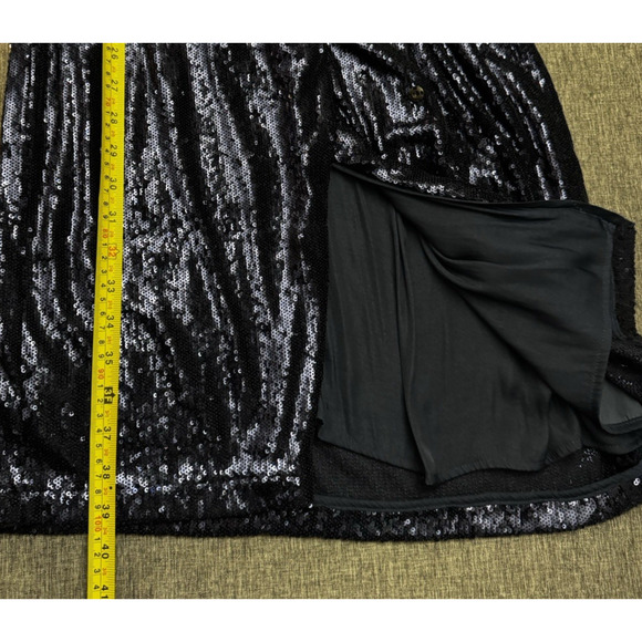 Anthropologie Women's Navy Blue Twist-Front Sequin Wrap Sheath Dress Size 10P - Picture 10 of 12